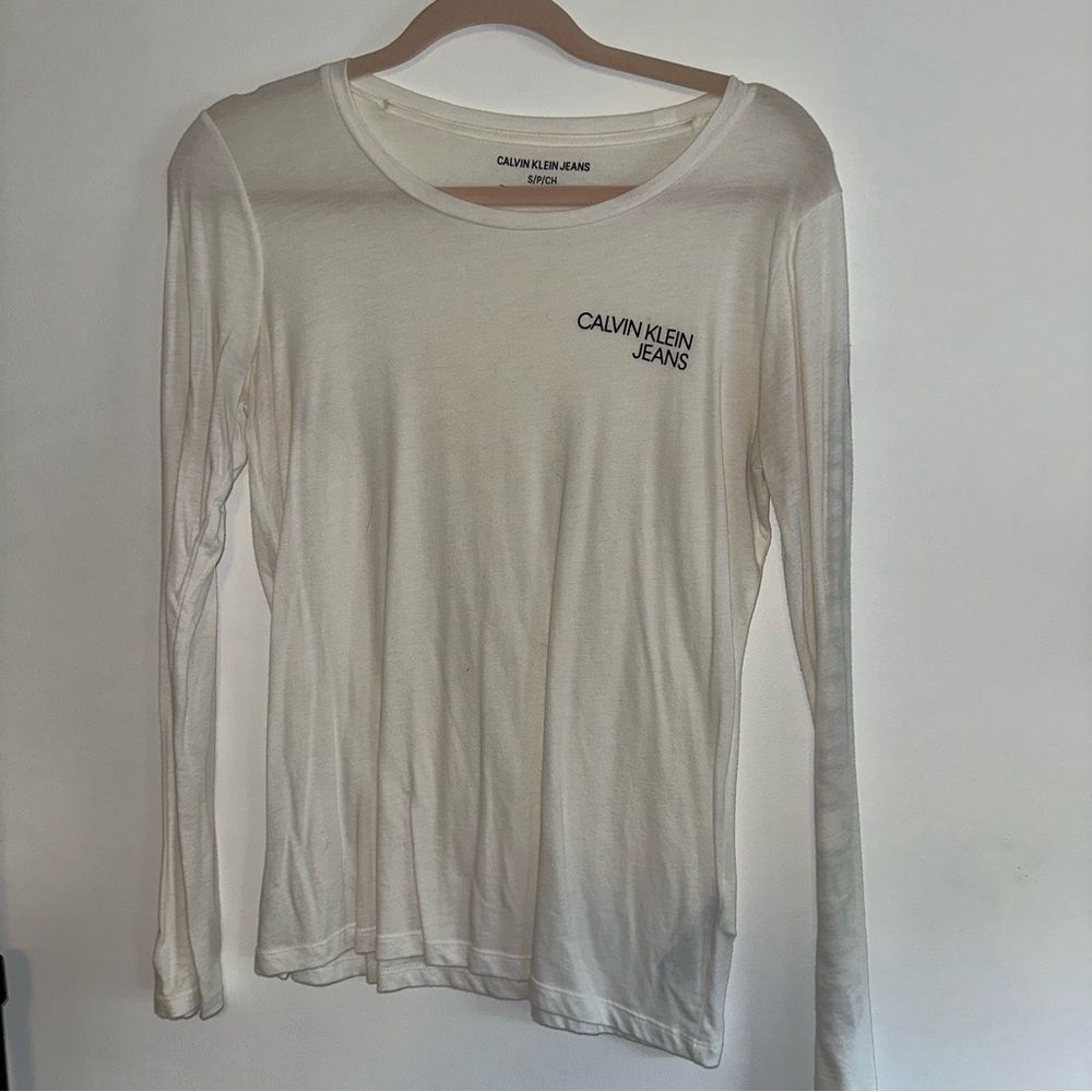 Calvin Klein Jeans White Long Sleeve Tee